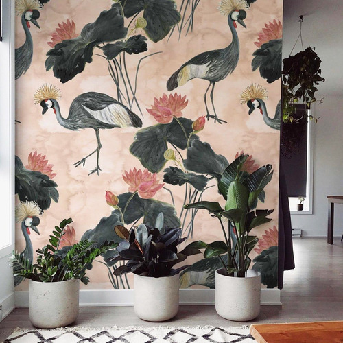 Vinil Decorativo Animales Tapiz Wallpaper Moderno Mod Color Aves Chinas