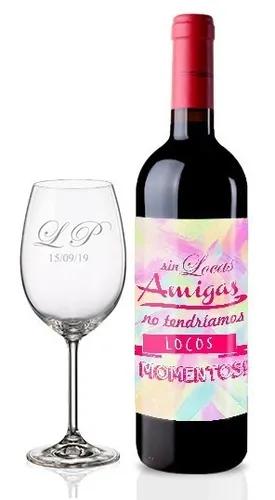 comprar Botella Y Copa De Vino Personalizada Para Dama 