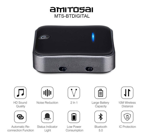 Imagen 3 de 10 de Emisor Transmisor Receptor Bluetooth Audio Tv Smart Amitosn1