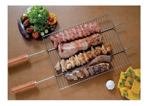 Grelha Churrasco Big Grill P/ Carnes Pesca Camping 36x84 Mor