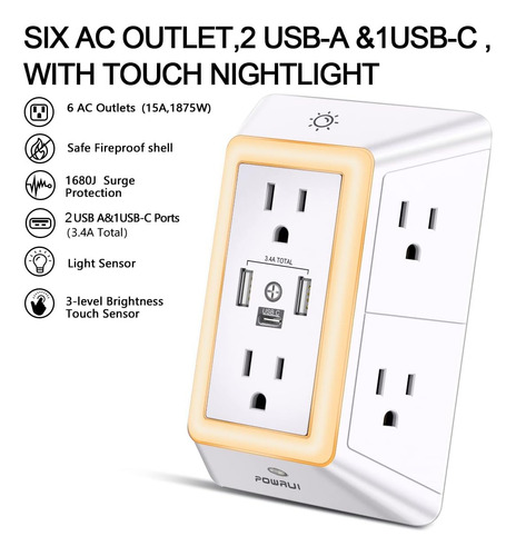 Extensor De Salida Usb Protector Contra Sobretensiones ...