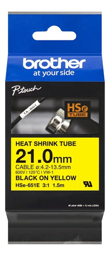 Cinta Termocontraible Brother Hse651e 21mm Negro/amarillo