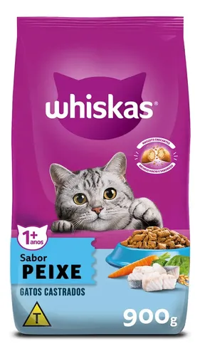 Ração Whiskas Para Gatos Castrados Adultos Sabor Peixe 900g