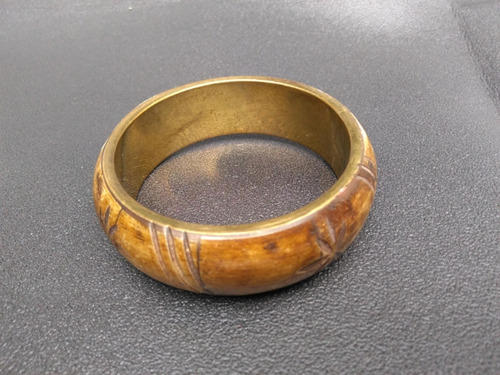 Gotica : Viejo Pulsera Bronce Y Hueso Pintado Rustico Zox