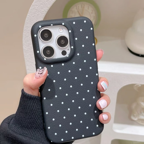 Funda Silicona Flexible Lunares Soft Tpu Para Iphone Negro Iphone 15 Pro