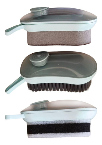 3 Uds. De Cepillo Para Ropa De Cocina Con Dispensador Azul