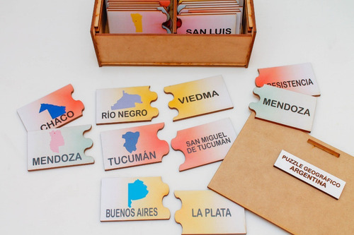 Puzzles Geográfico Provincias Argentina + Mapa Arg. 60cm Mdf