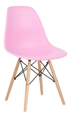 Imagem 1 de 6 de Cadeira Eames Jantar Cozinha Wood Dsw Eiffel Rosa Claro Bebe