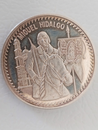 Medalla 2 Onzas Plata 999 Miguel Hidalgo Y Estandarte Virgen