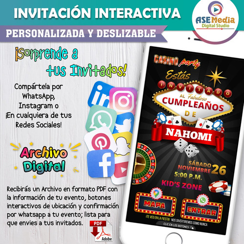 Invitación Digital Interactiva Cualquier Temática Botones