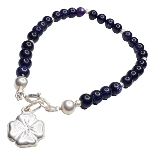 Pulsera Plata 925 Flor Y Lluvia De Estrellas 6mm Ppl449 Luci