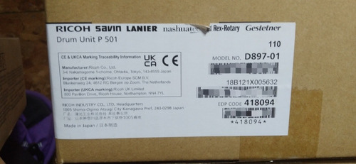Imagen 6 de 7 de Unidad De Imagen Ricoh Im430 Codigo 418094 Drum Cilindro