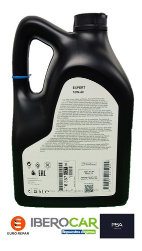 Imagen 3 de 6 de Aceite Motor Eurorepar 10w-40 Expert 5 Litros Semisintético