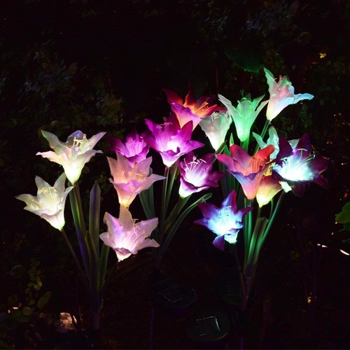 Luces De Estaca De Jardín Solar Al Aire Libre Con Flor De Li