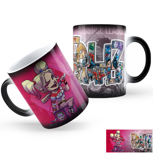 Taza Mágica Feliz Cumple Harley Quinn Ab Calidad