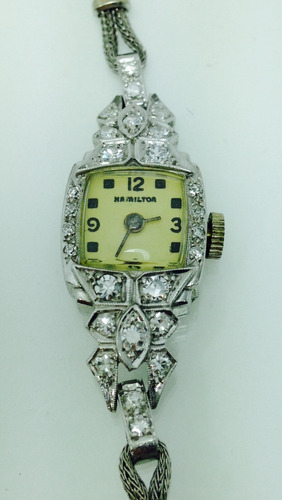 Reloj Hamilton De Platino Con Diamantes P/dama  (ref 584)
