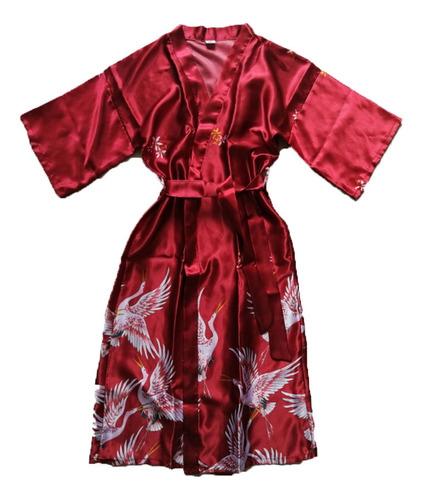 Bata Tipo Kimono Para Mujer, Bata Con Estampado Crane Blosso