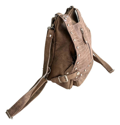 Mochila Cartera Mujer Cuero Color Vison