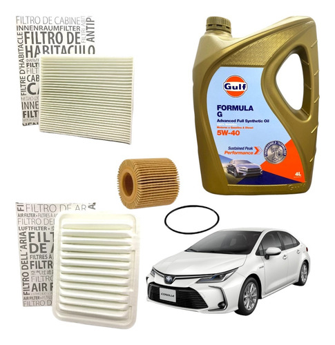 Kit Gulf 5w40 Y 3 Filtros Toyota Corolla 1.8 2012 A 2022
