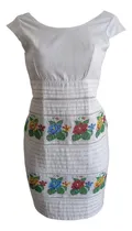 Comprar Vestido Roxy Lino Punto De Cruz Blanco