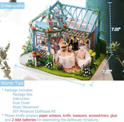 Casita Para Muñecas Casa Bricolaje Con Muebles Led Miniatura