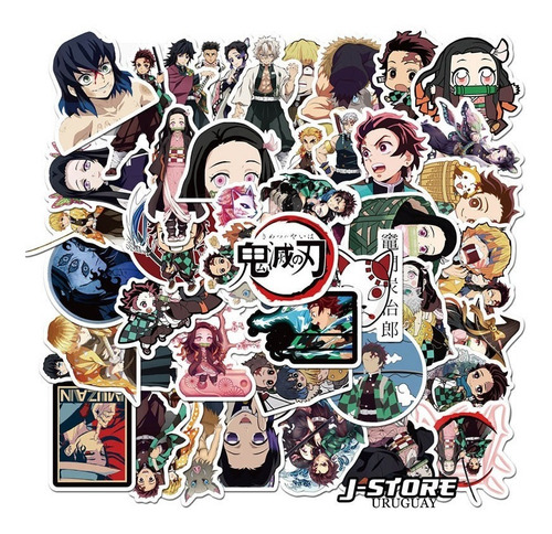 Set De 50 Pegotines Stickers Kimetsu No Yaiba Anime Manga 