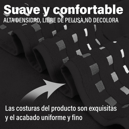 Toalla Zantelo La Perla Baño Completo Alberca 100% Algodón Egipcio Suave Color Negro Liso