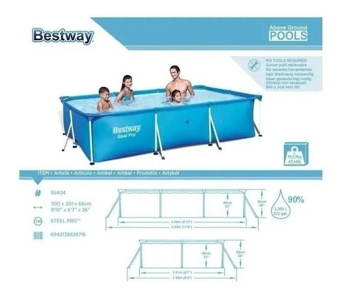 Alberca Rectangular Bestway Piscina 3m X 2.01m Con Bomba Ms1