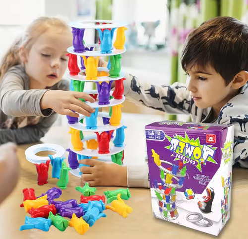 Juego De Mesa Colapso De Torre Equilibrio Pingüinos Locos