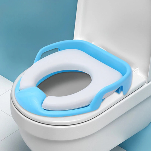Asiento Entrenador De Baño Wc Niños Adaptador Taza Acojinado Azul Claro