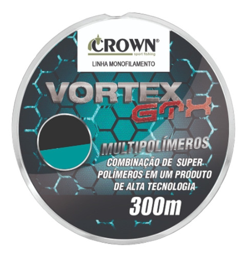 Linha Pesca Monofilamento Crown Vortex Gtx 300mt 0,43mm 40lb Cor Verde