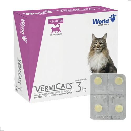 Vermífugo para Gatos VermiCats 600mg | 4 Comprimidos