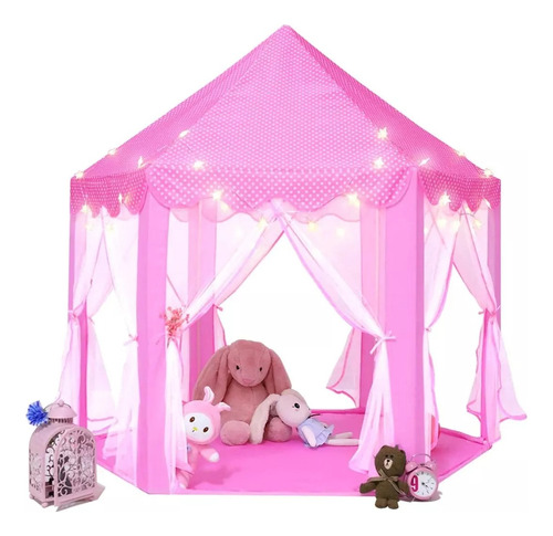 Carpa Castillo Casita De Muñecas Para Niñas Rosada + Luces 