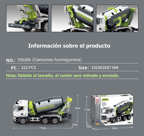 Rompecabezas 3d Camión Mezclador De Cemento Juguetes 222 Pc
