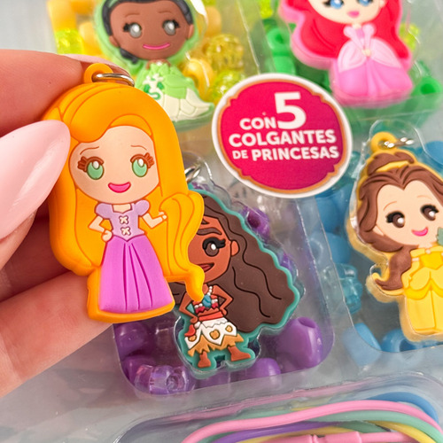 Valijita De Bijou Disney Princesa Kit Bijouterie 5 Colgantes