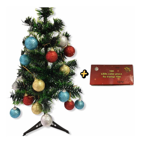Árvore De Natal De 60 Cm Com 24 Bolinhas + Pisca Pisca | Parcelamento sem  juros