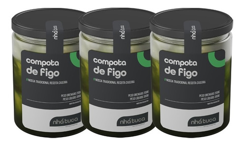 Imagem 1 de 3 de Kit 03 Compotas De Figo - Nhá Tuca - 380g
