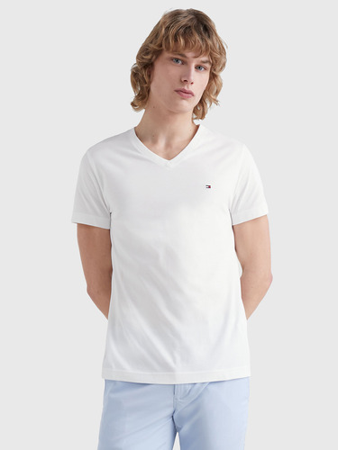 Polera Essential Cotton Vneck Blanco Tommy Hilfiger