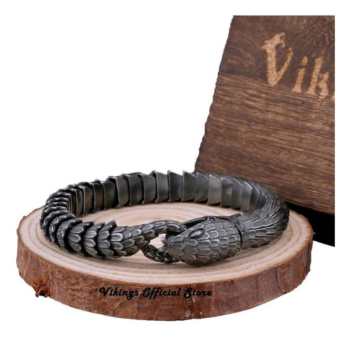Pulsera Hombre De Lujo Escamas De Serpiente Ouroboro Vikings