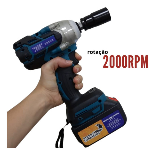 Chave De Impacto Sem Fio Bivolt Com 2 Baterias 18v Forte