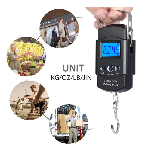 Báscula Digital Portátil Con Anzuelo Con Pantalla Lcd Y