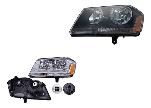 Par Juego Faros Dodge Avenger 2008 - 2014 Fondo Negro Qwe