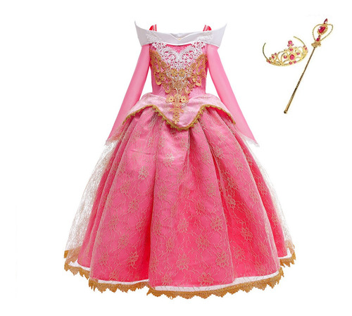 Vestido De Princesa Para Niña, De La Bella Durmiente, Aurora