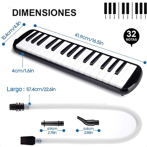 Imagen 4 de 9 de Melodica 32 Teclas Profesional Funda Correa Reforzada Stagg
