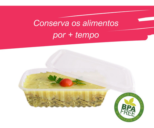 Kit Pote Com Tampa 350 Ml Retangular Prafesta 48 Un