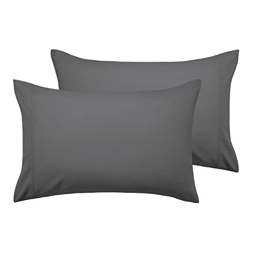 Fundas De Almohada De Microfibra Gris Oscuro Set De 2 F...