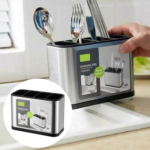 Escurridor De Cubiertos Organizador Utensilios Acero Platead