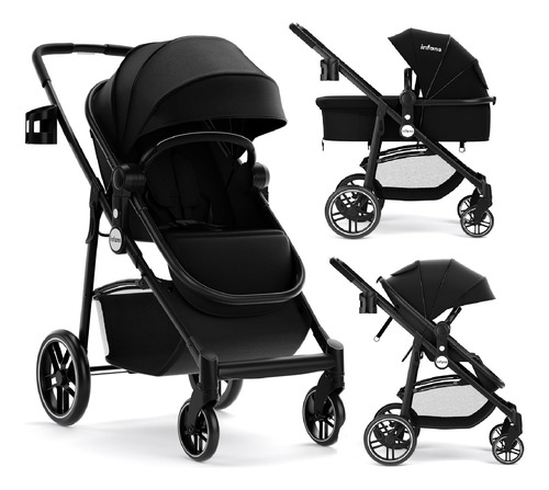 Cochecito Infantil 2 En 1 Plegable Con Toldo Ajustable