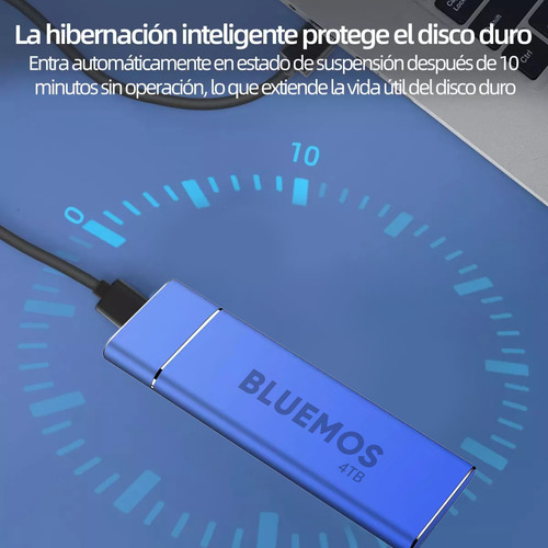 Disco Duro De Memoria Externa Portátil 4 Tb Ssd 4 Tb Color Azul Bluemos Ssd Móvil De Alta Velocidad Ssd 4tb Color Azul