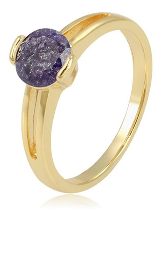 Anillo Oro Laminado 14k Elegante Diamante Hielo Colores